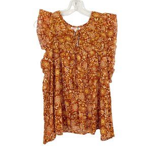 Sundry NEW Boho Floral Flutter Sleeve Top Lightweight Cotton - Size 2, MEDIUM